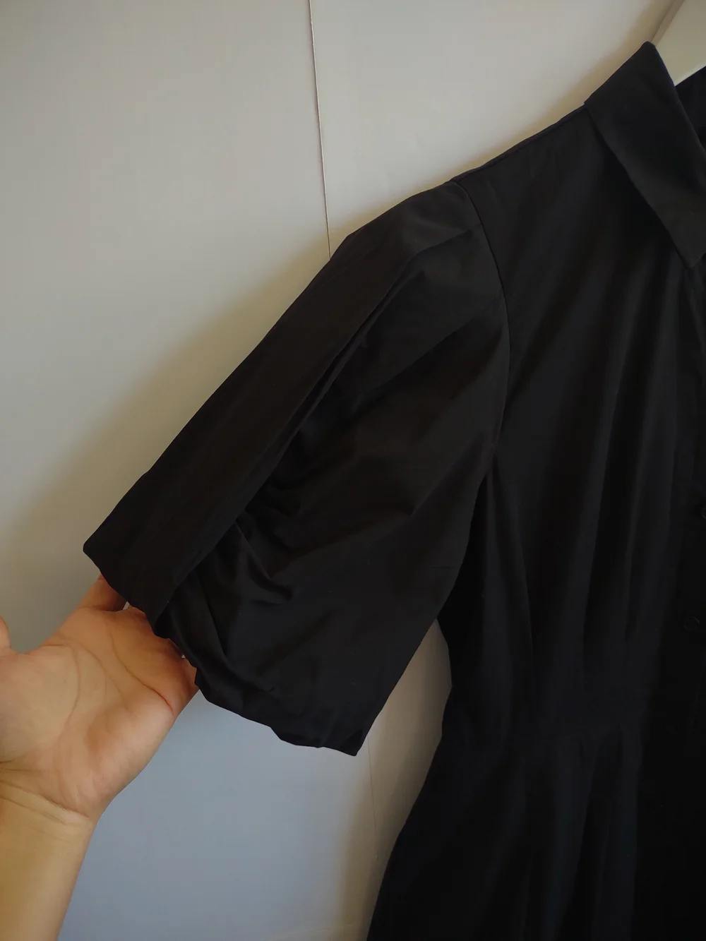 Dkny Black Puff-Sleeve Button Front Mini Dress